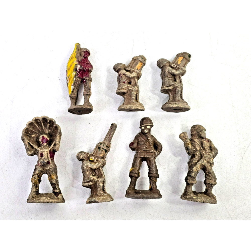 7 Lineol Composite Sawdust Toy Soldier Figures Lot 3" - 4" READ